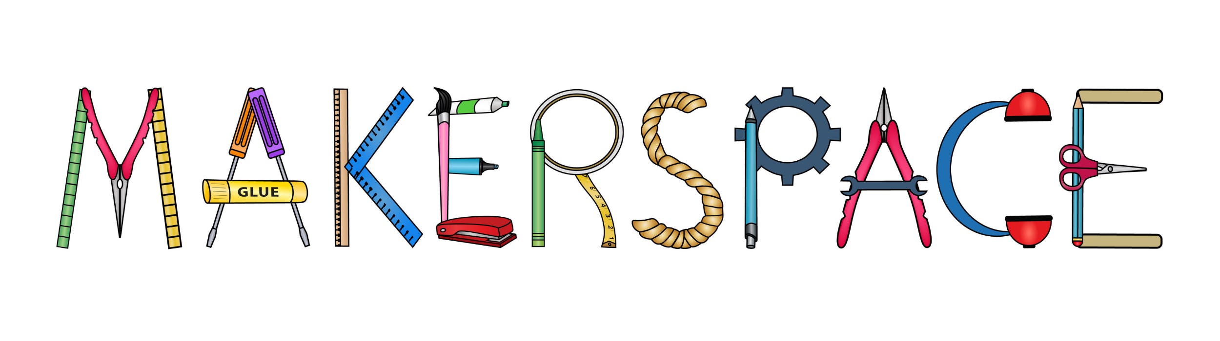 maker; space; letters; learning; teaching; makerspace; steam; colorful; banner; symbol; education; word; poster; sign; design