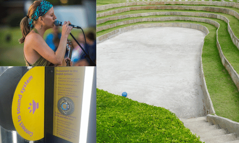 Performing arts. For example: outdoor stage, mirrors for dance rehearsal or event spaces.