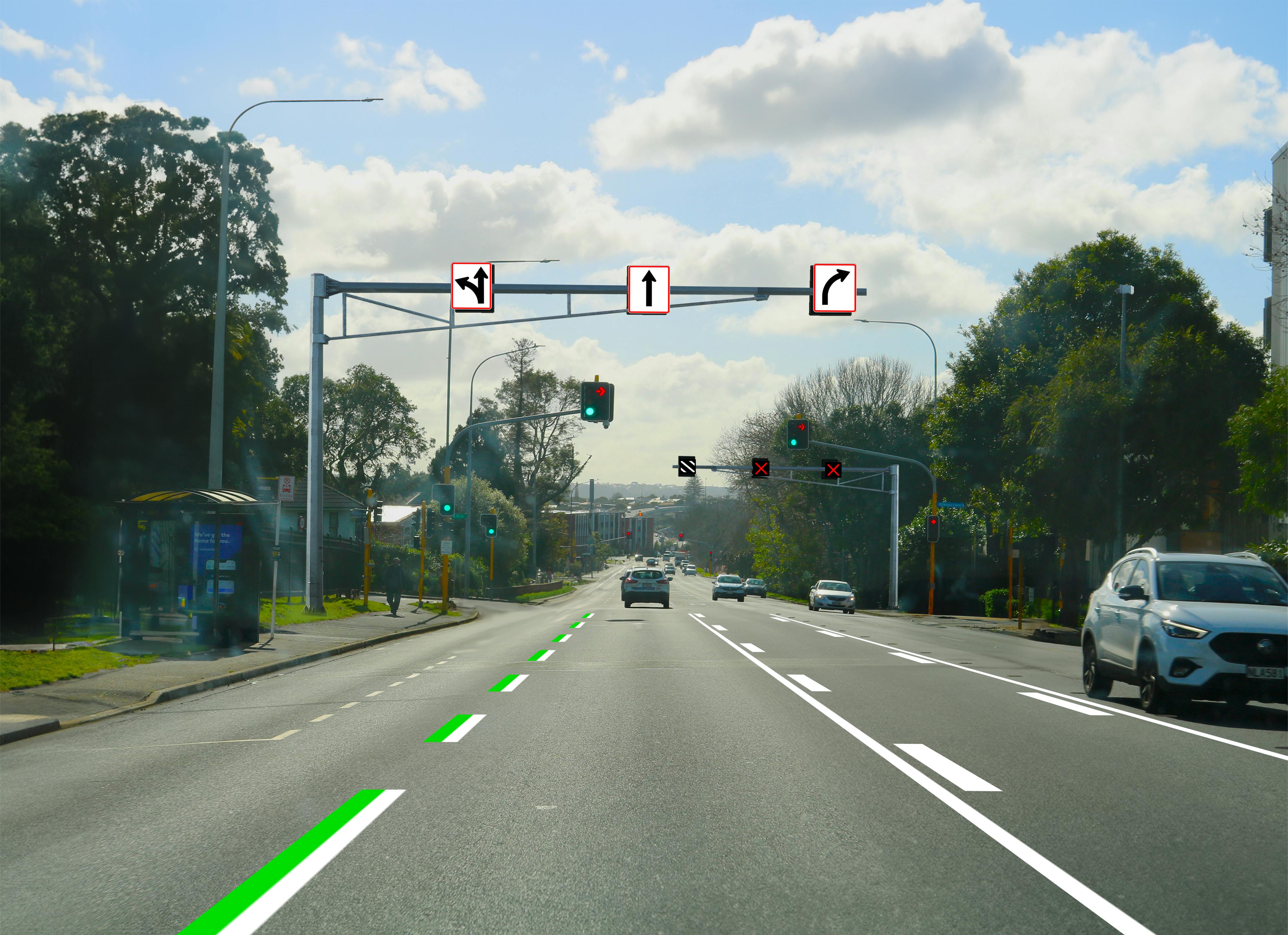 Dynamic Lane - intersection signage (off peak)