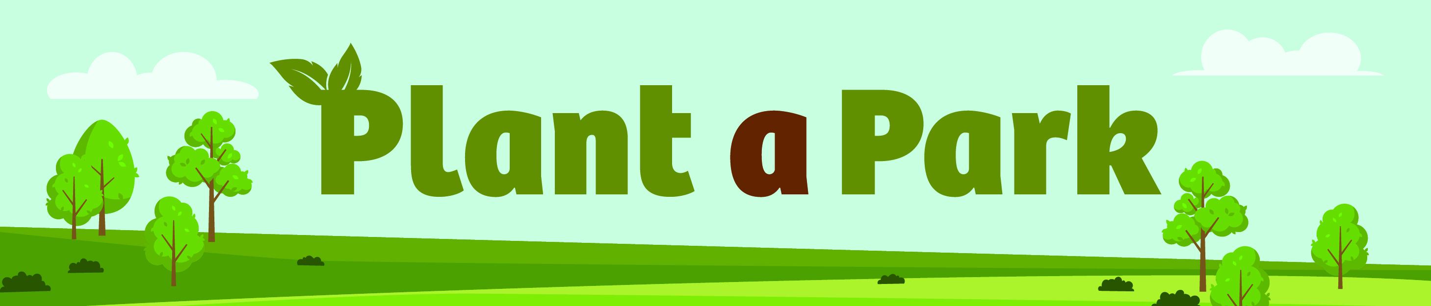 Plant a park logo with trees in background