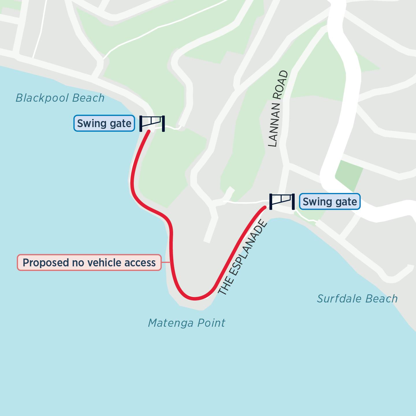 The Esplanada, Waiheke - Permanent Swing Gates Map