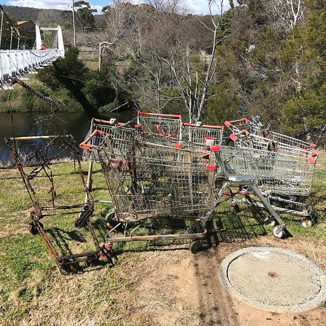 Trolleys hauled from Queanbeyan River