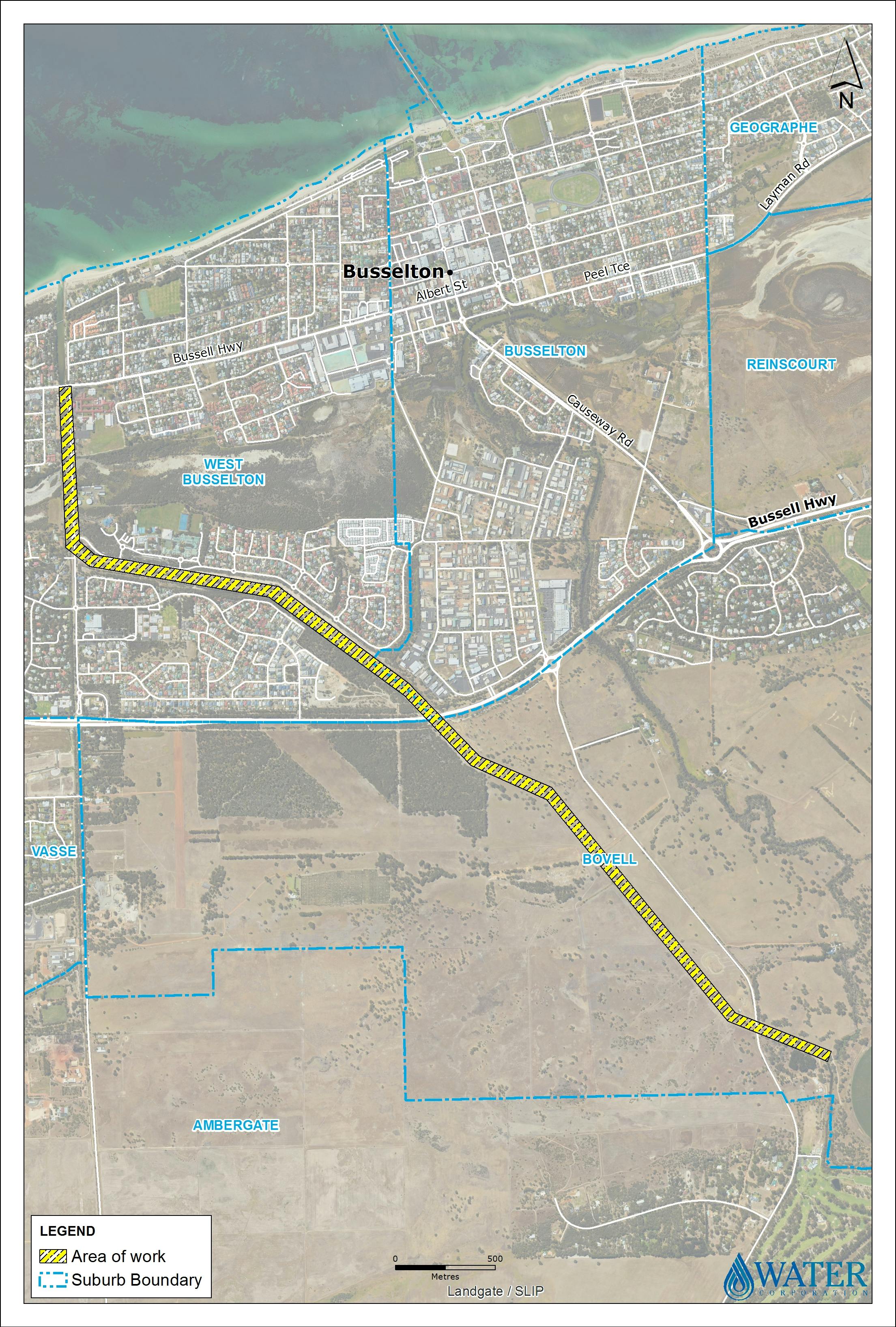 Vasse Diversion Drain: Area to be upgraded