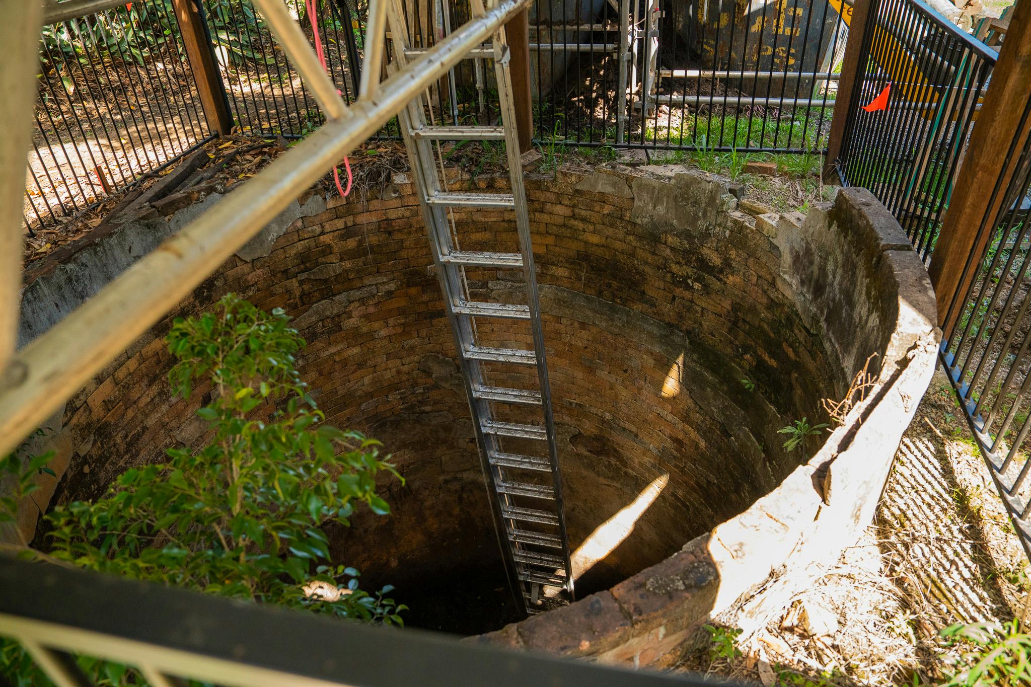 Willards Farm - cleaning out the brick cistern (well) in preparation for restoration works to commence.jpg