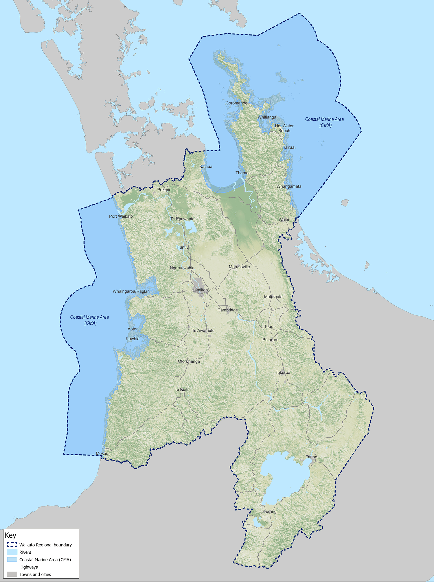 Map of Waikato Region CMA