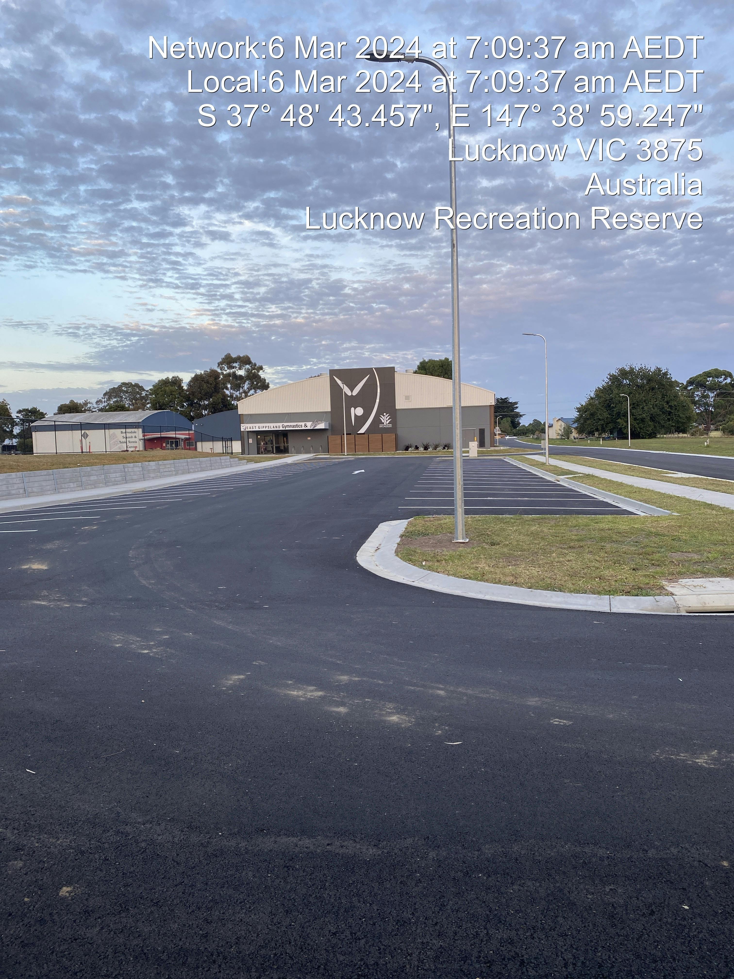 carparking complete with line marking and light poles installed - 6 March 2024