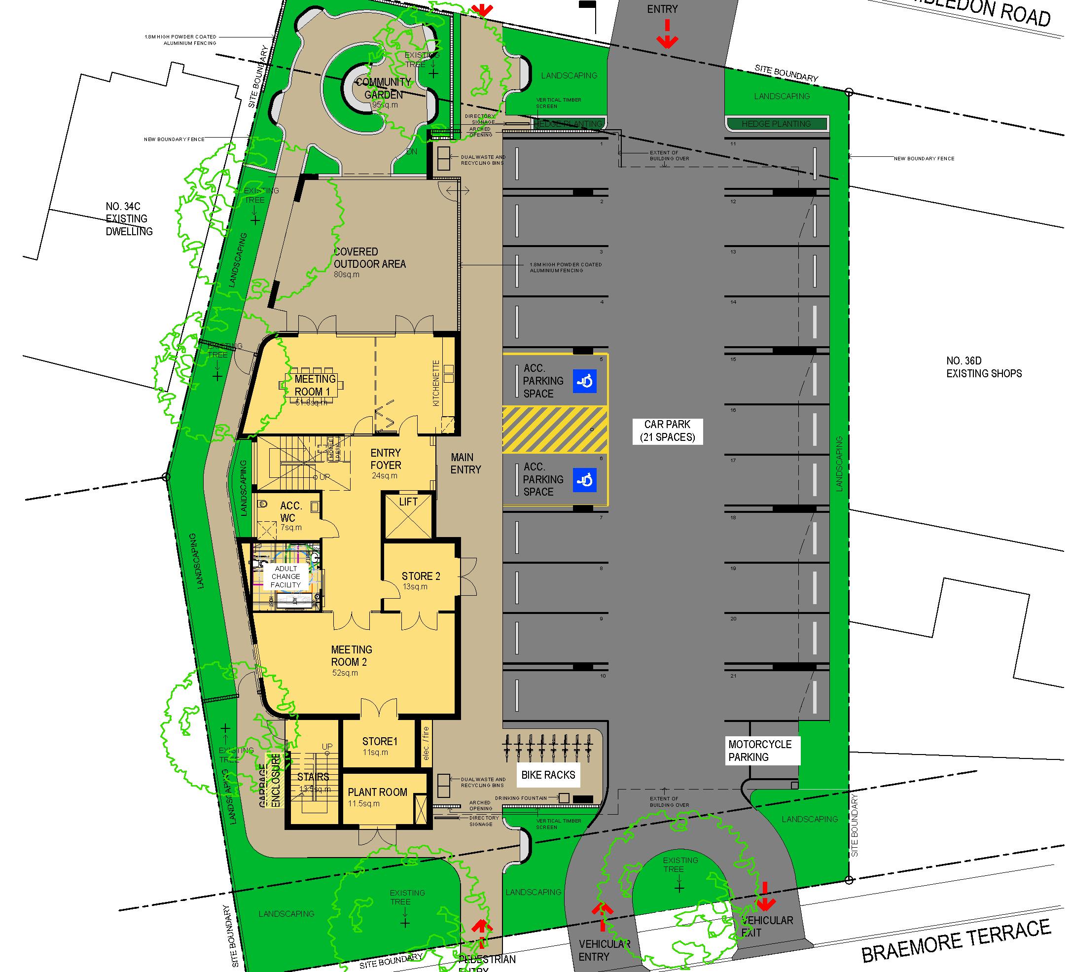 Ground floor building layout.