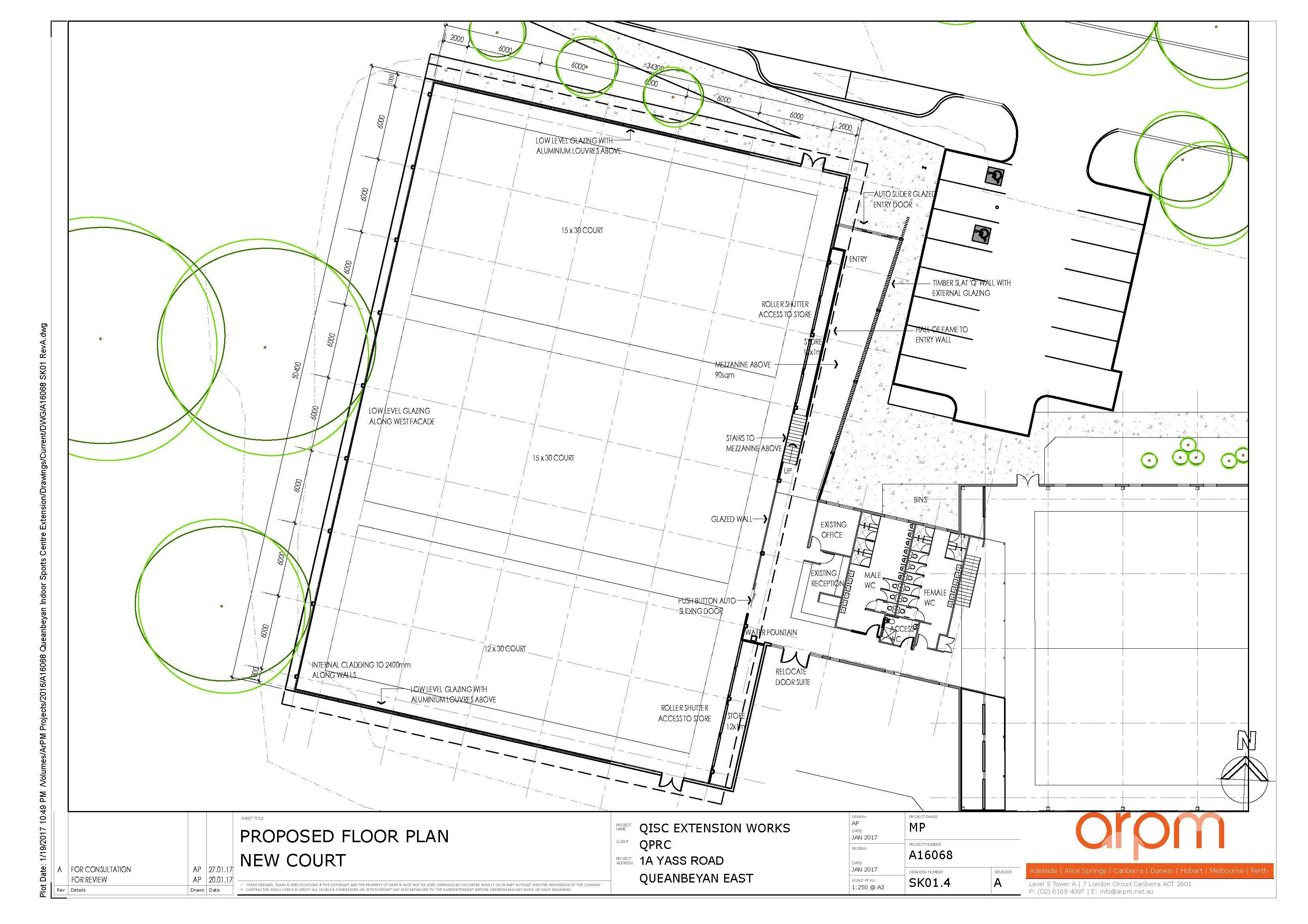 Queanbeyan Indoor Sports Centre extension - floor plan
