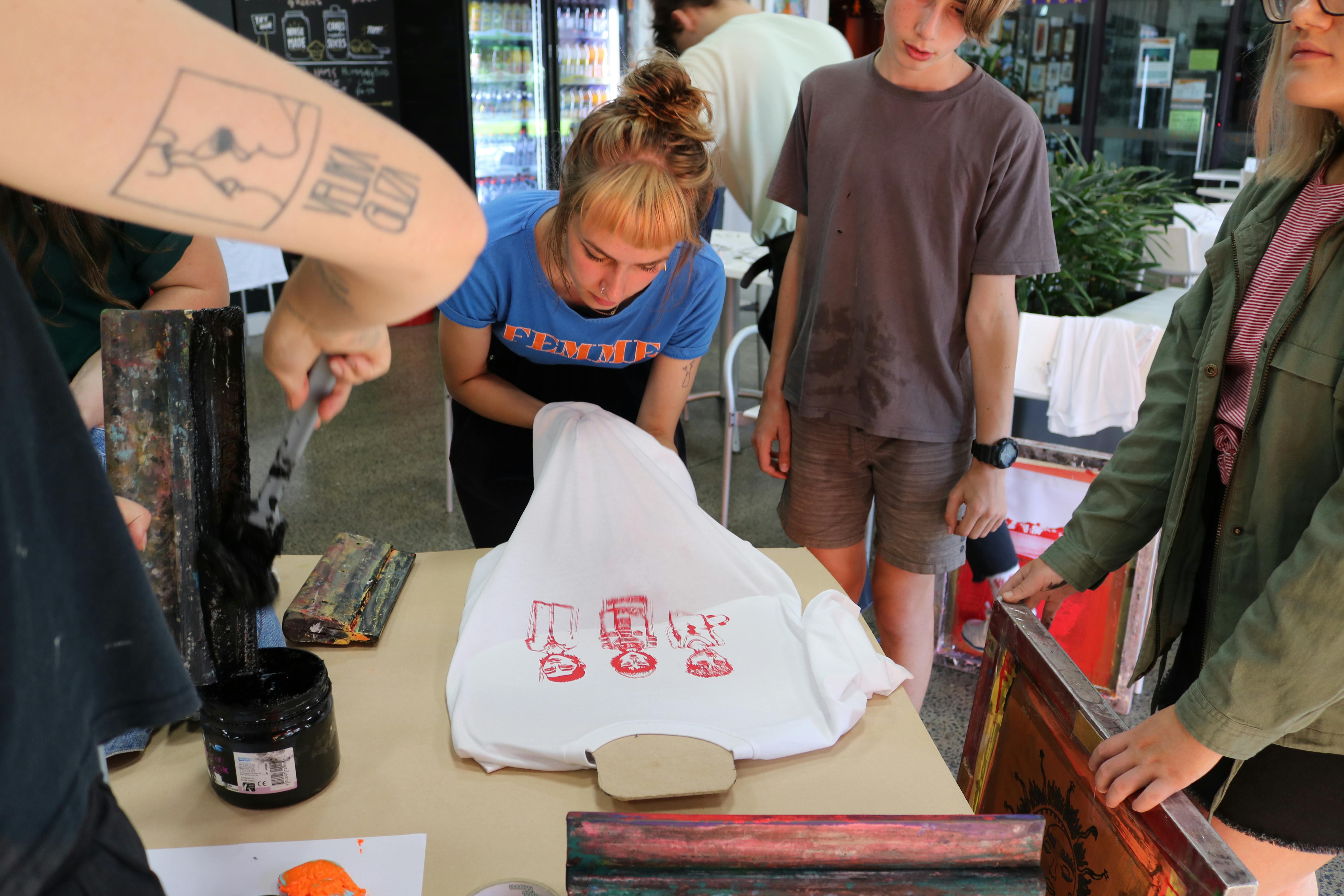 Screen printing workshops funded by City of Marion Youth Development Grants and Partnerships