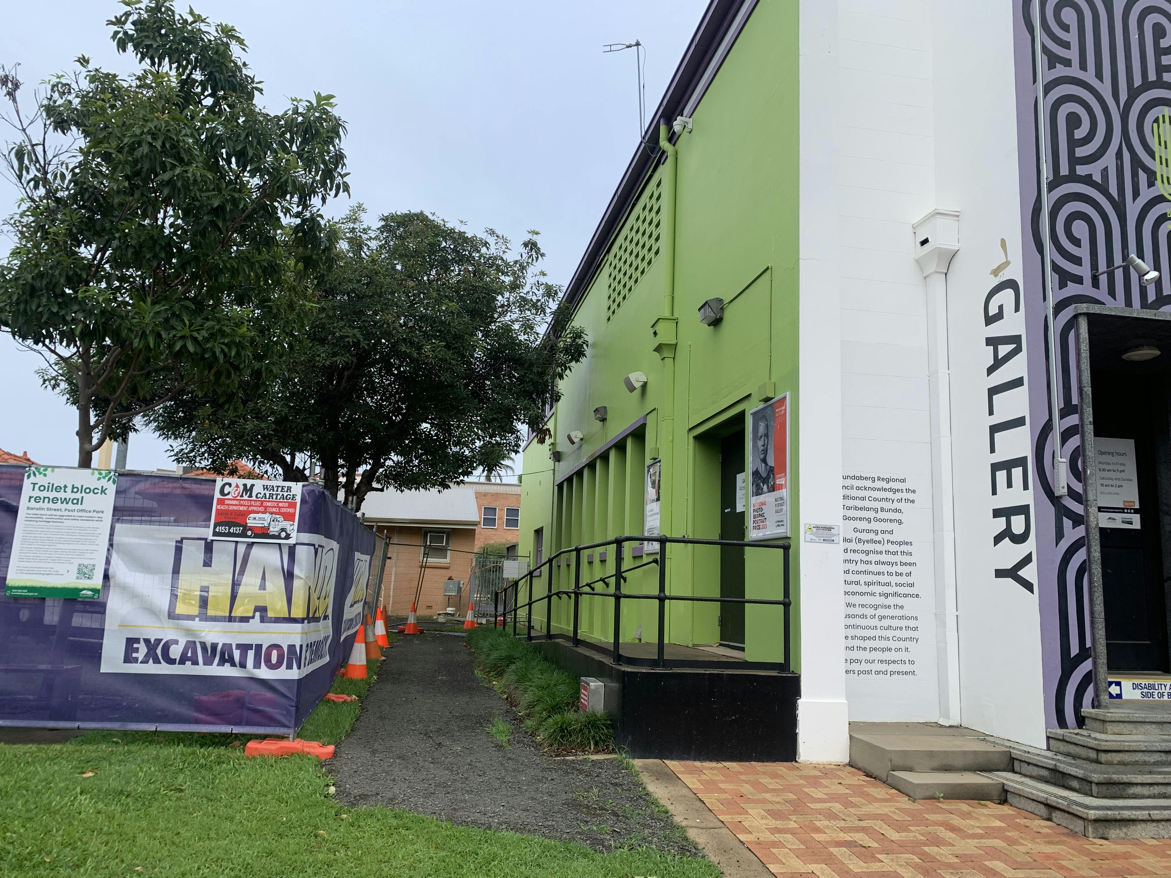 Disability access into the Bundaberg Regional Art Gallery on Barolin Street