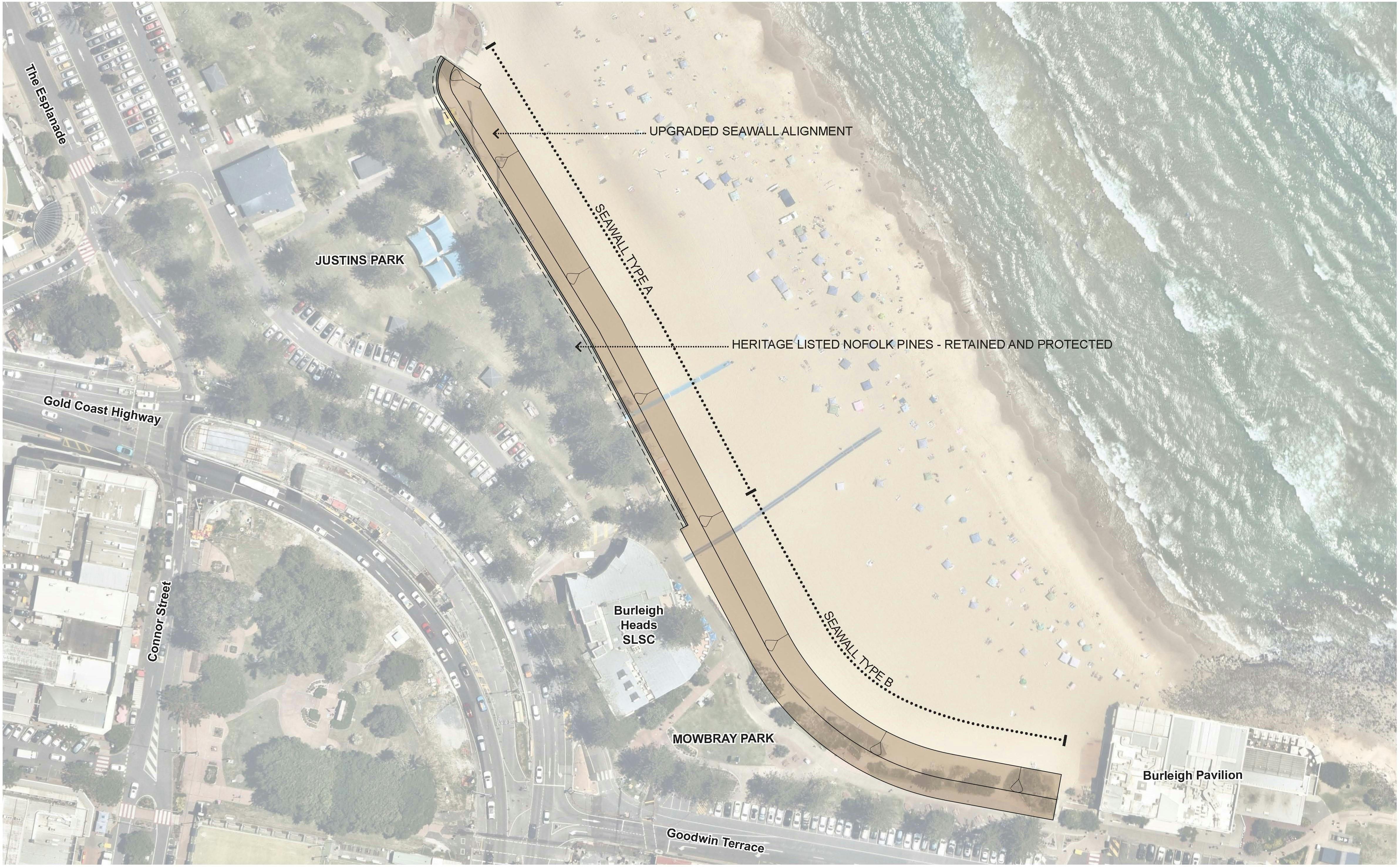 Location of new seawall