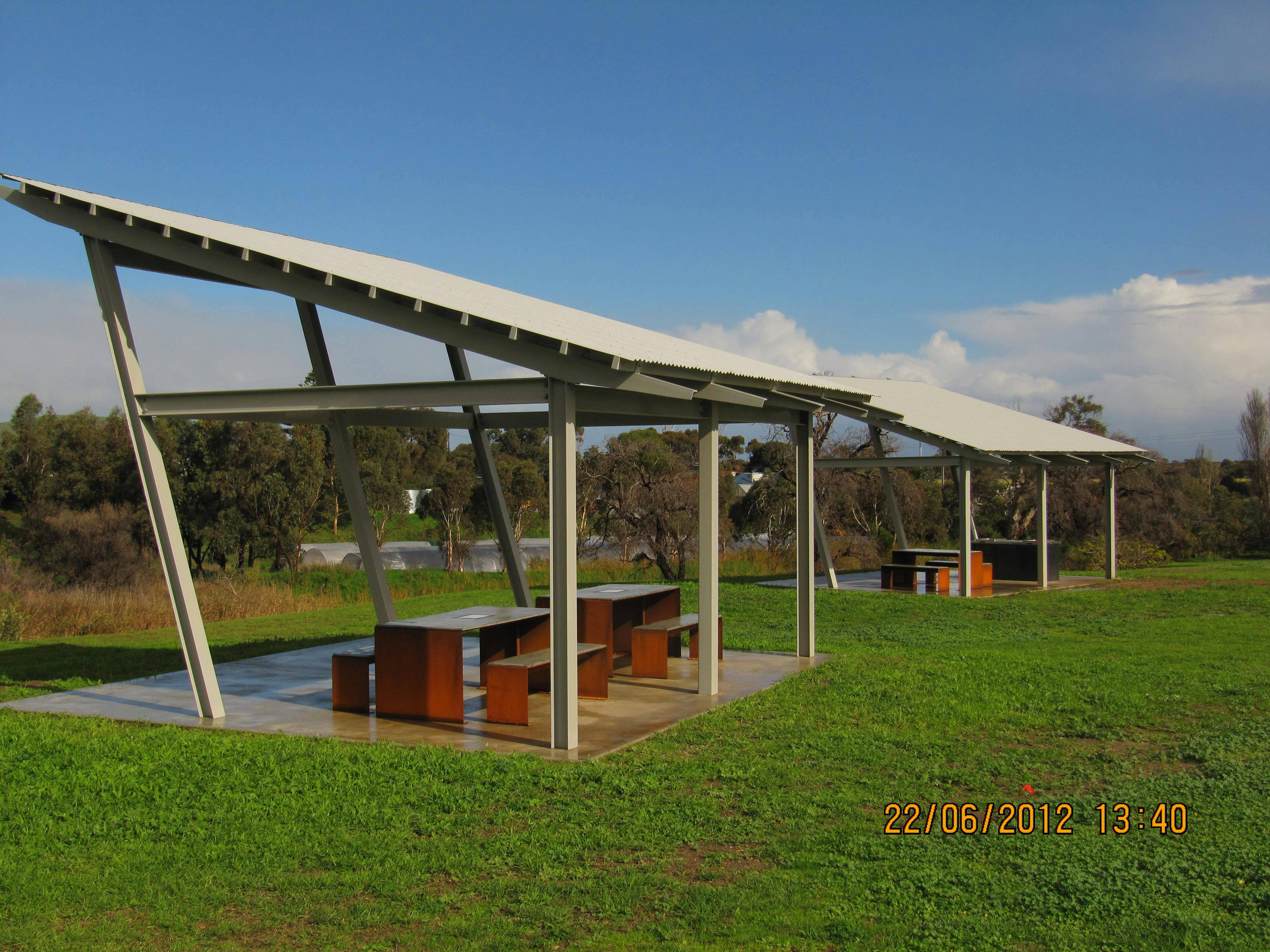 Existing shelters and barbecue facilities in the park