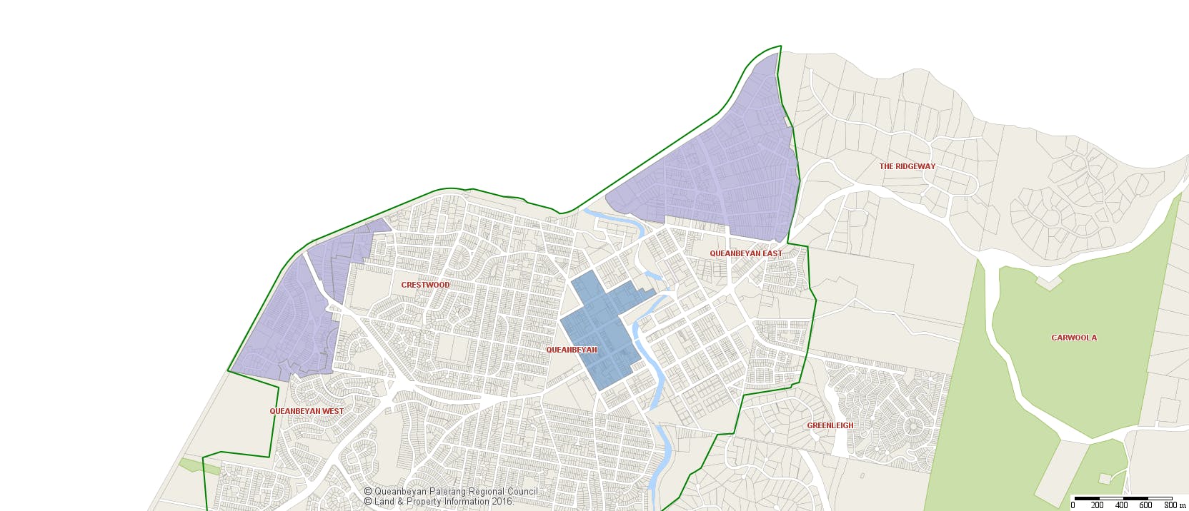 Map Of Queanbeyan Industrial And Cbd Within Qbn Urban