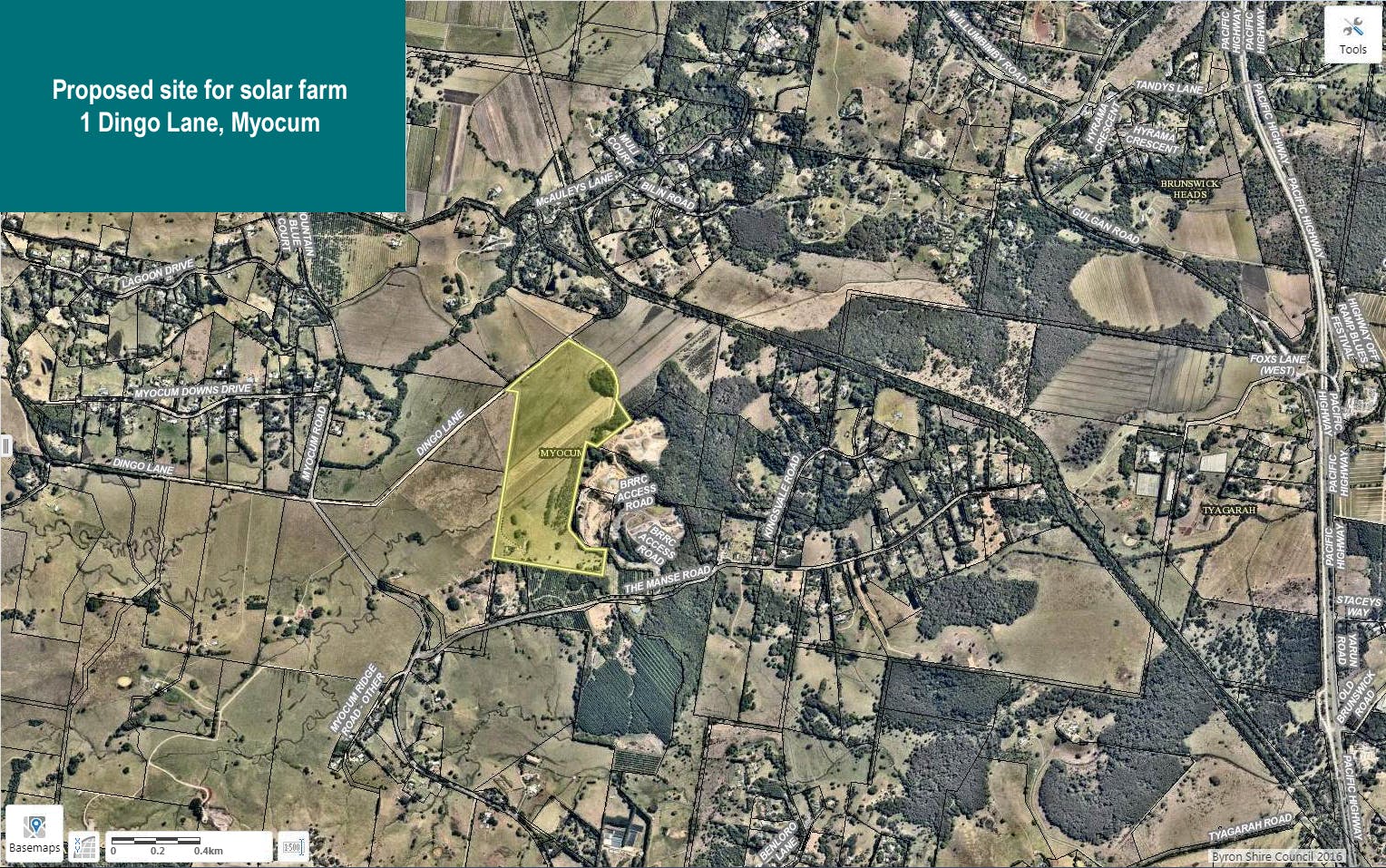 Aerial View Proposed Site Dingo Lane