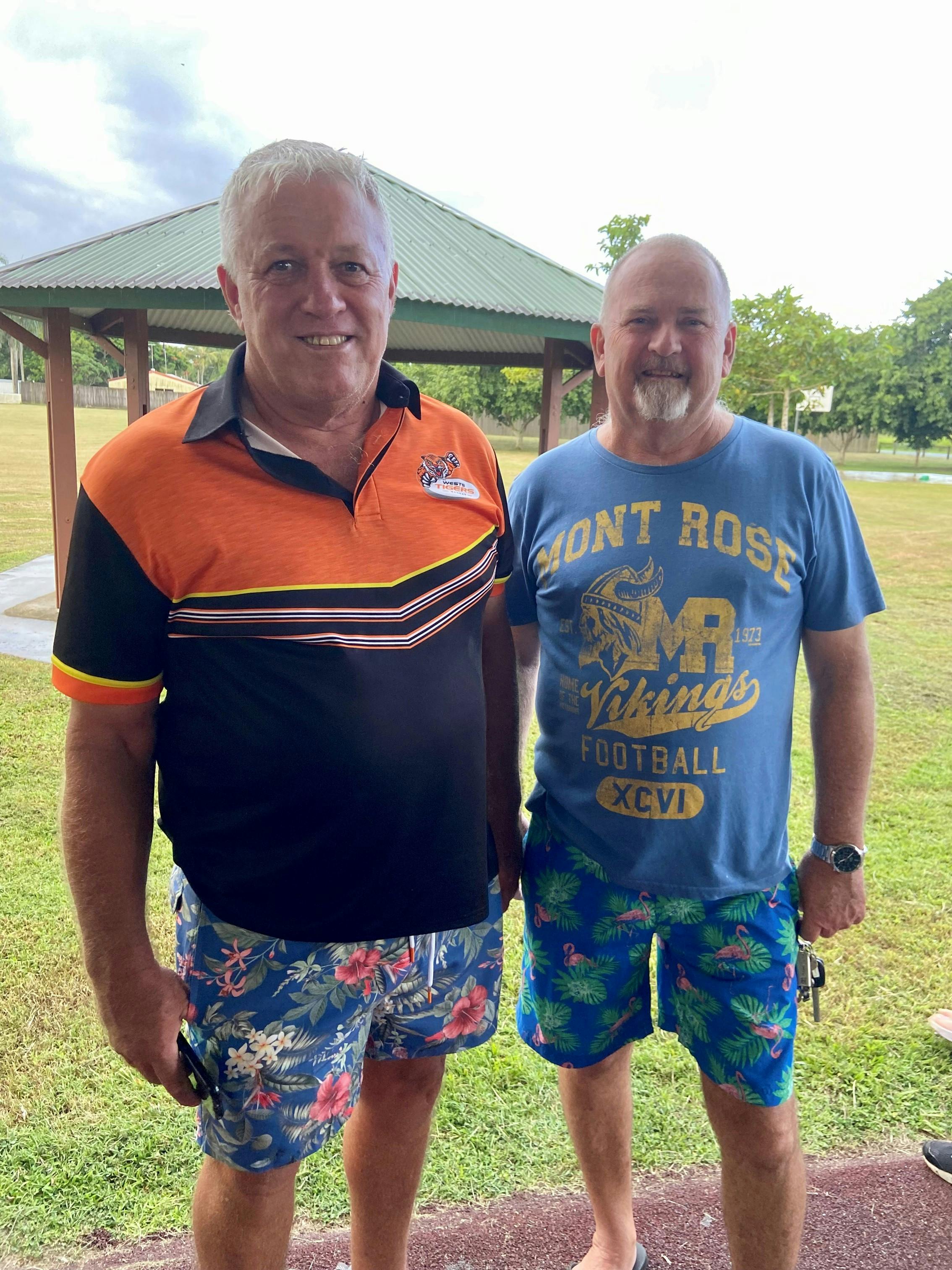 Councillor Russell Seymour chats with a local resident about their ideas for improvements at Alsatia Park.