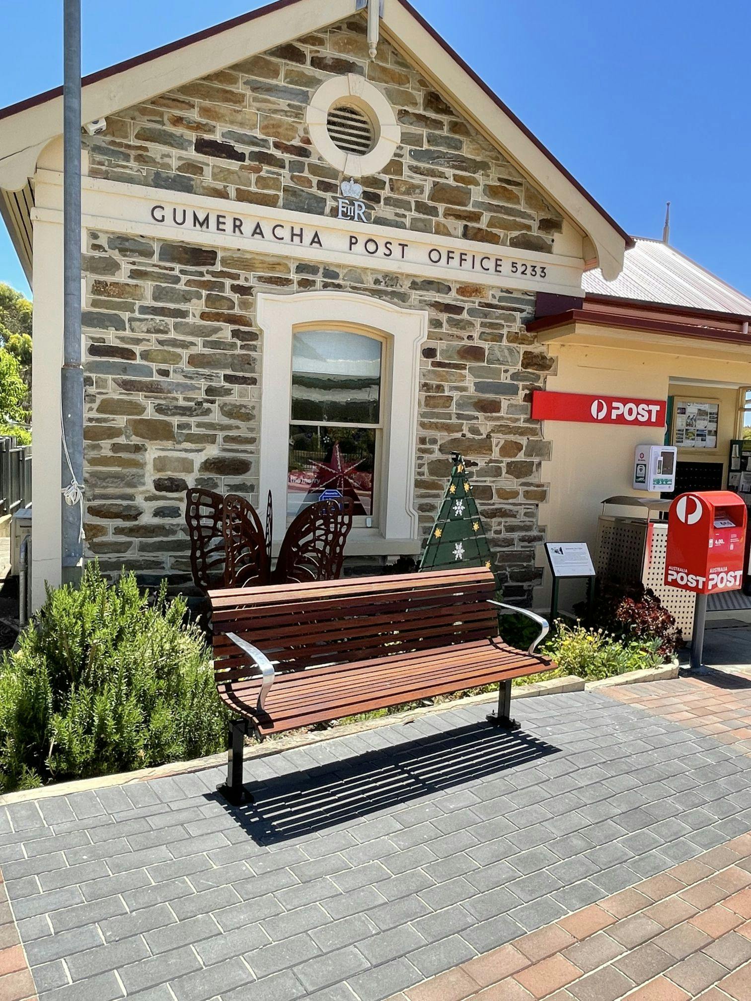 New bench and paving out the front of the Post Office