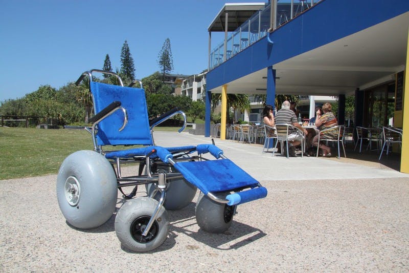 A new beach wheelchair provided by Tweed Shire Council and Cabarita Beach Surf Lifesaving Club for community use.