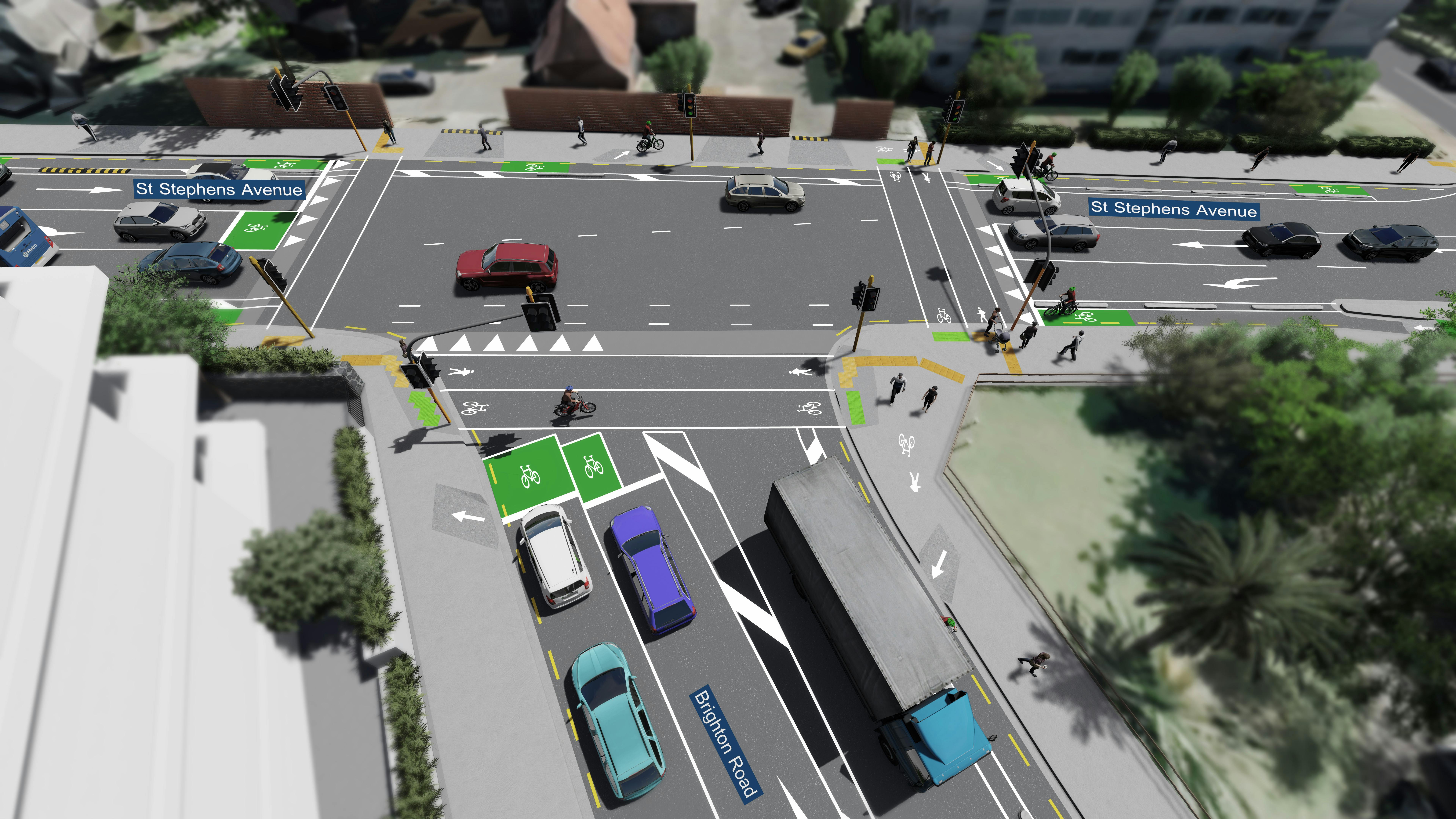 Close-up of the proposed raised intersection