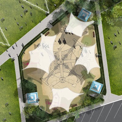 Playground Aerial with shade sails