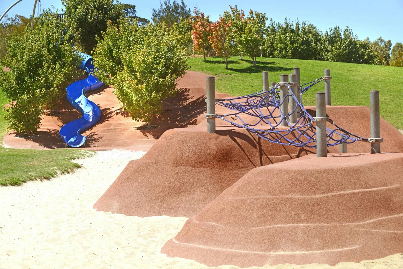 In Action: Regional Playspace Slide, Nets and Hill
