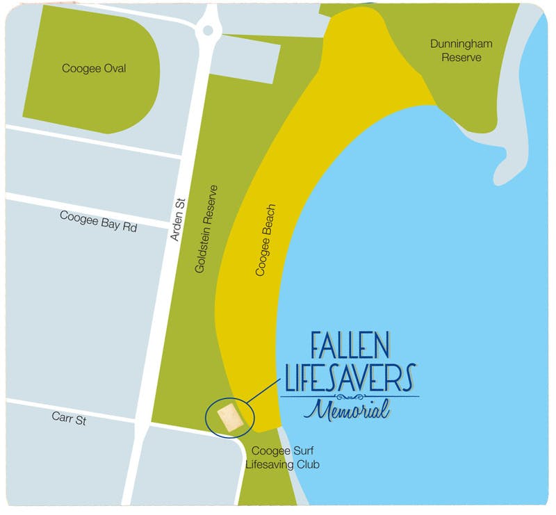 Location of Fallen Lifesavers Memorial