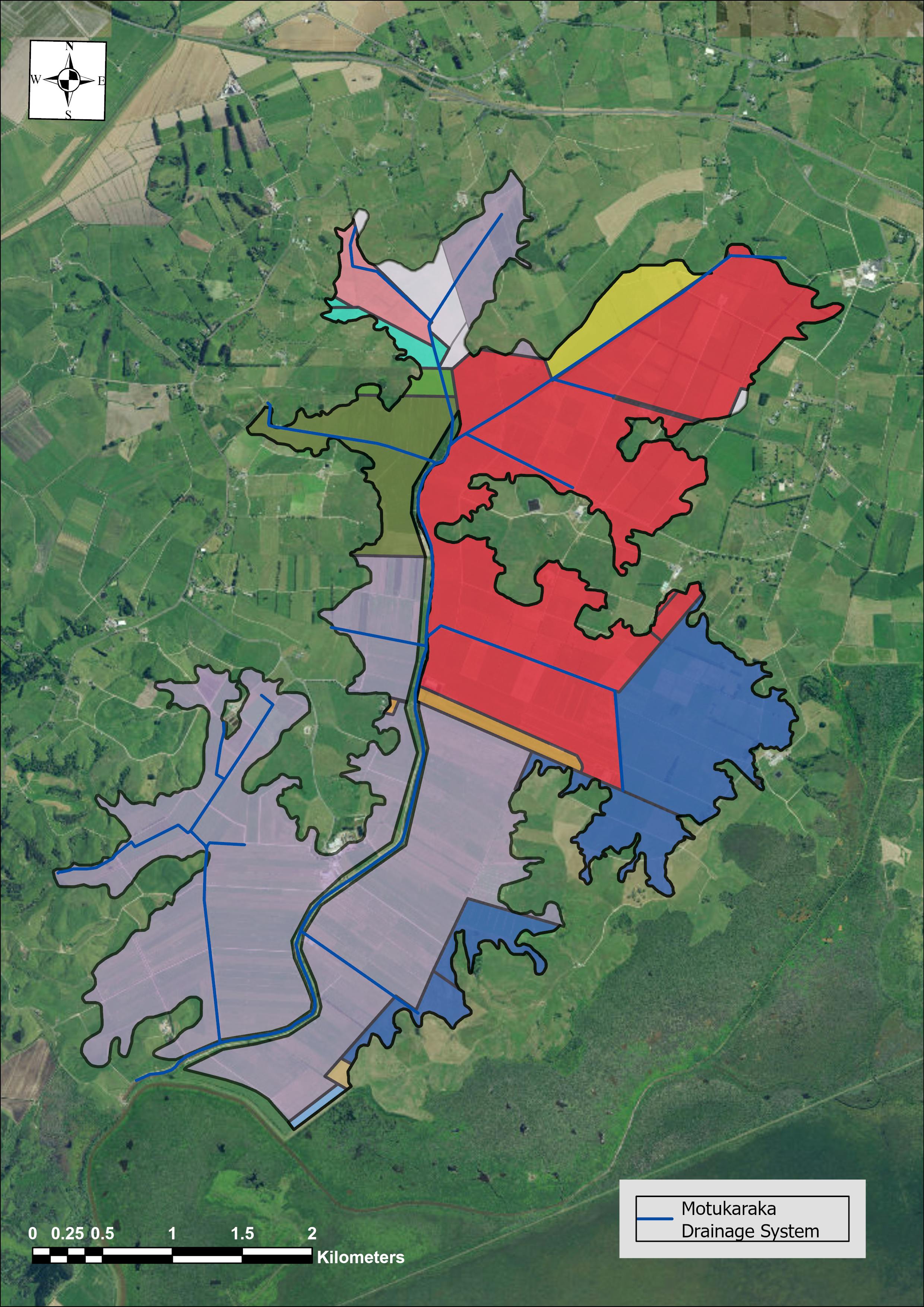 Map showing catchment and landowner boundaries