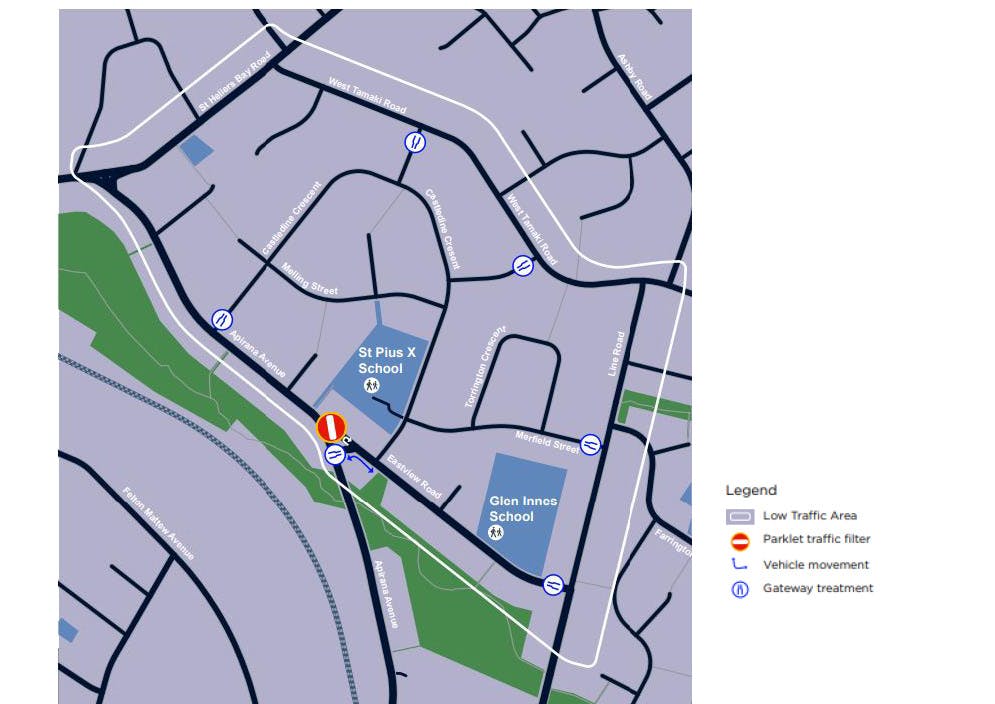 Eastview Low Traffic Area map