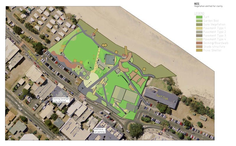 The proposed layout of Kingscliff Central Park.