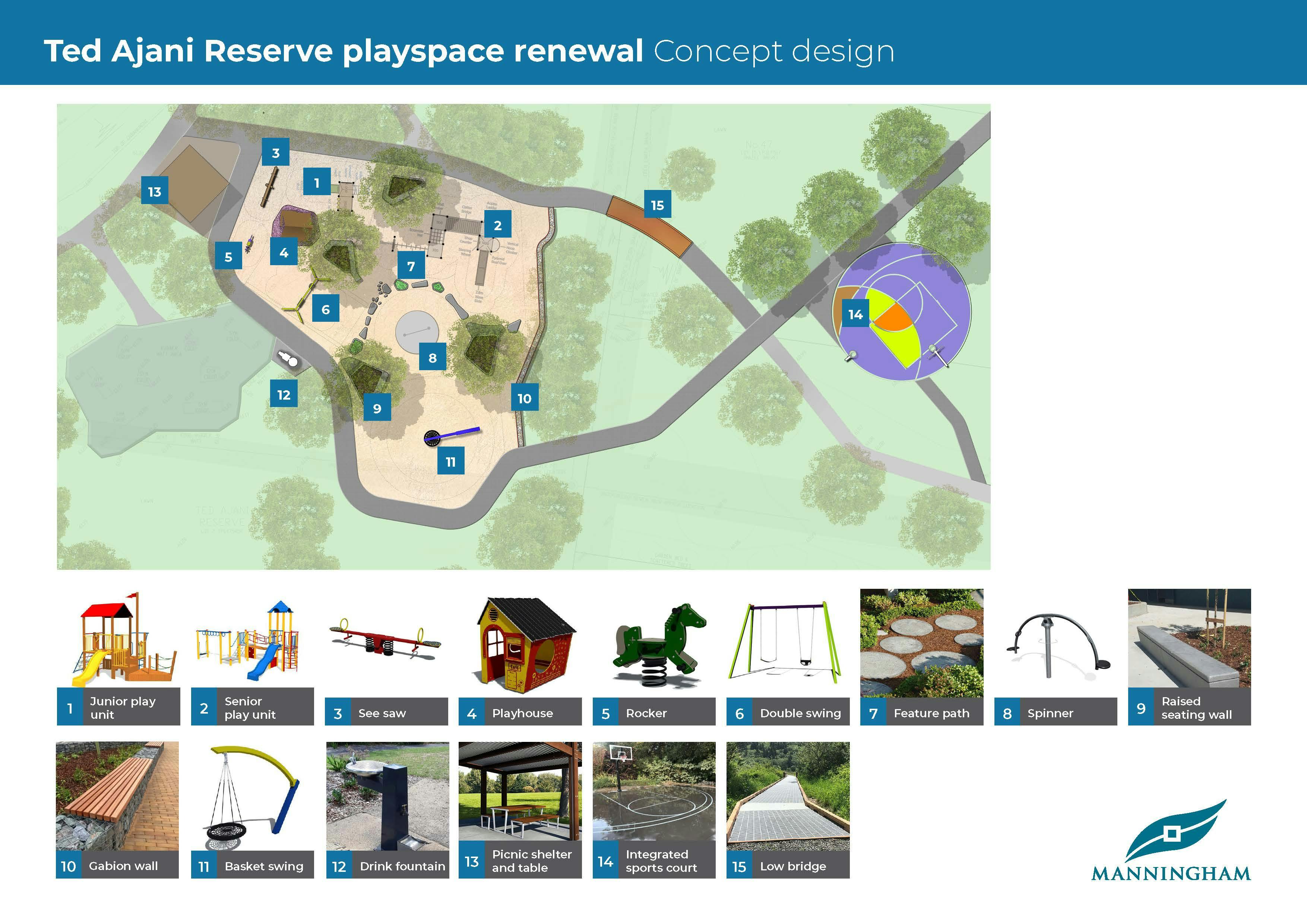 Ted Ajani Reserve playspace - concept design for upgrade