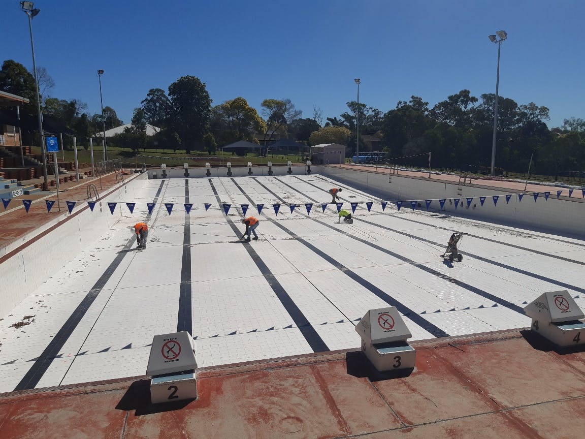 50m pool tile repairs (works underway)