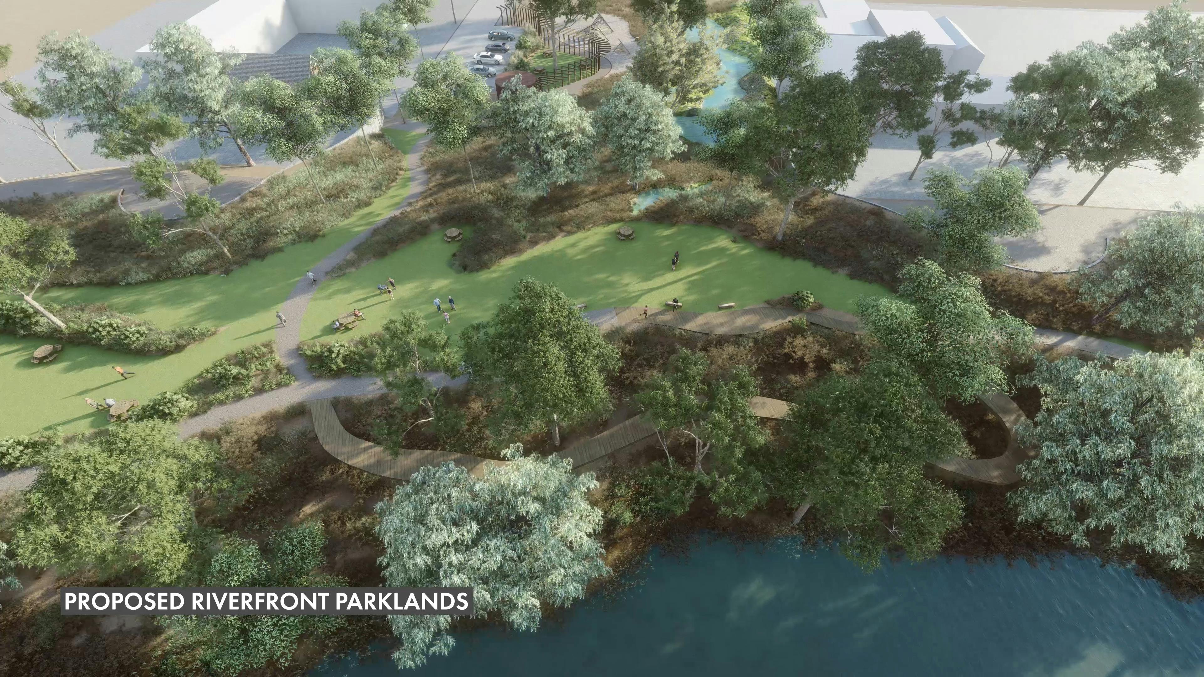 Proposed parkland along the river