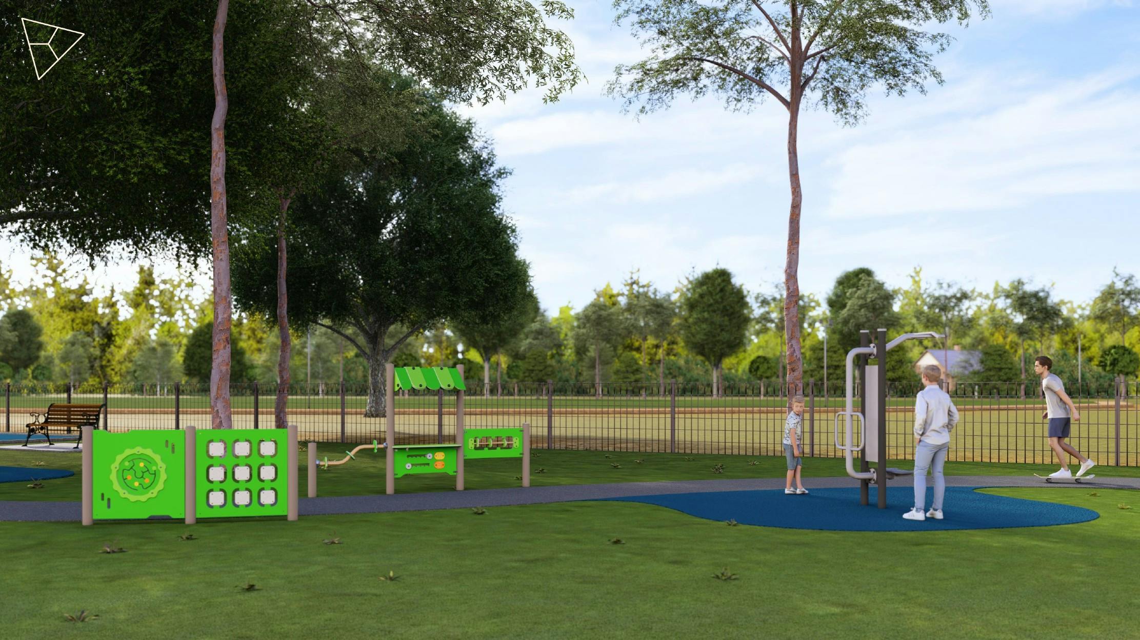 Ground level elements on pathway