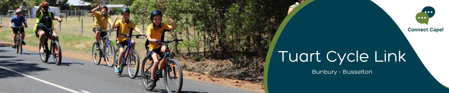 banner image with children riding on road