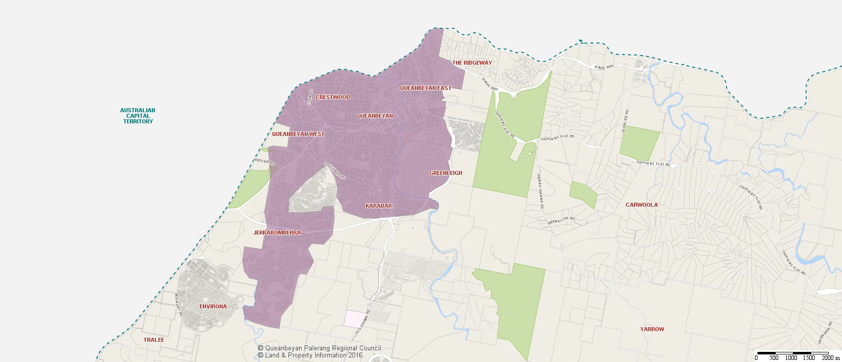 Map Of Queanbeyan Urban   Business And Residential Other Than Industrial Or Cbd
