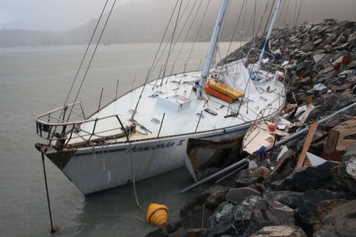 Boats affected by storm surge