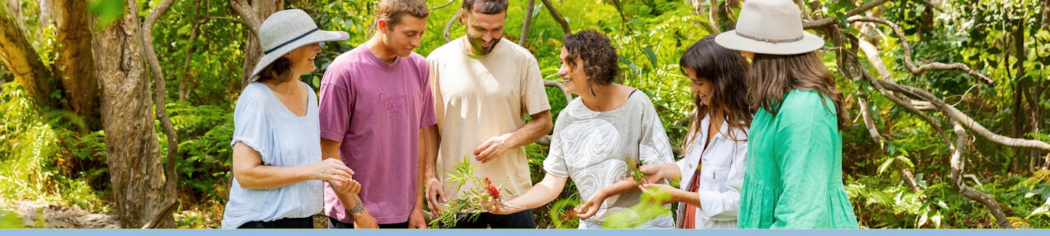People connecting with flora through Indigenous interpretation. Image by Tourism and events Queensland.