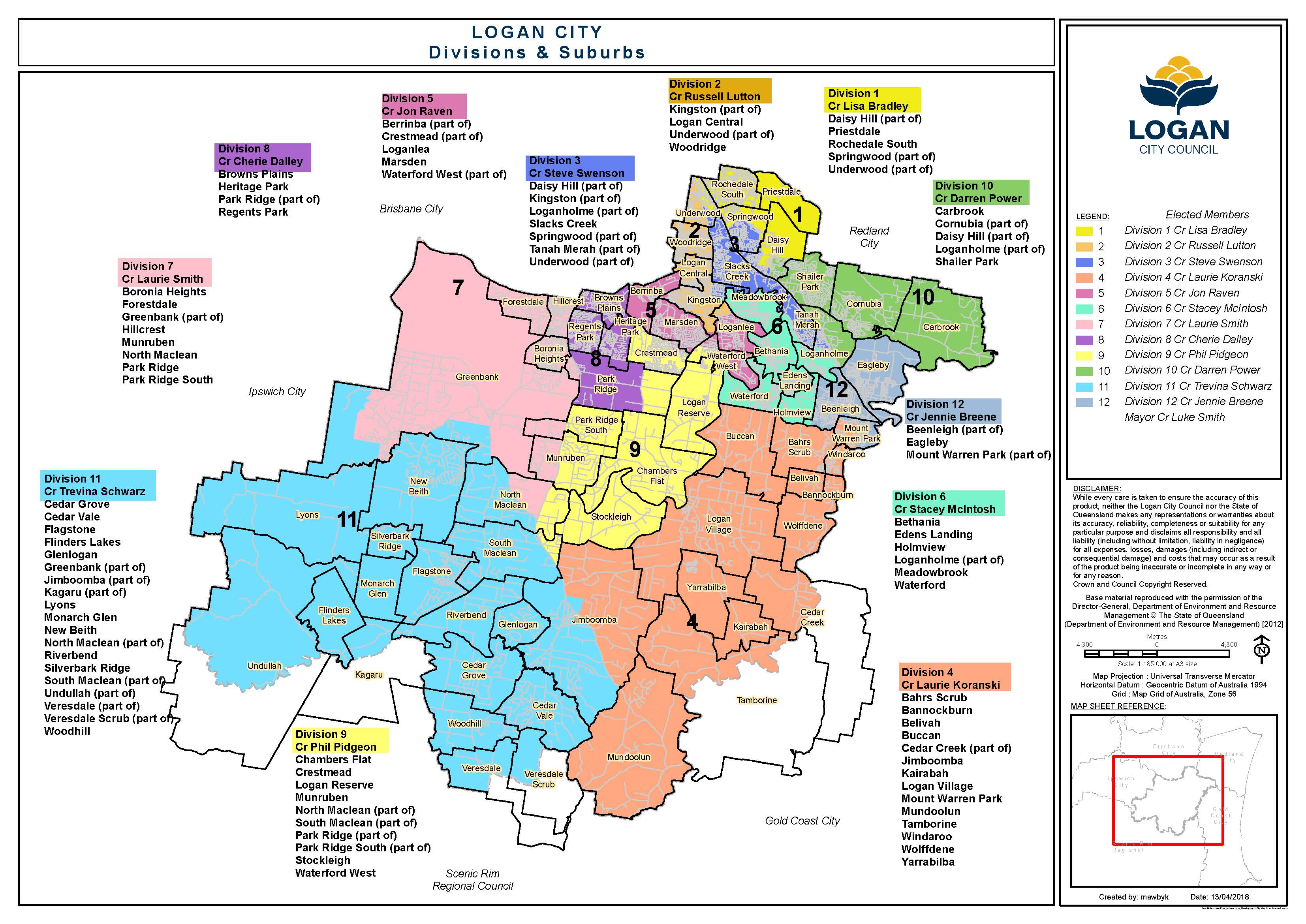 Safe City Logan Community Survey 2018 Have Your Say Logan City   Divisional Map 2018 