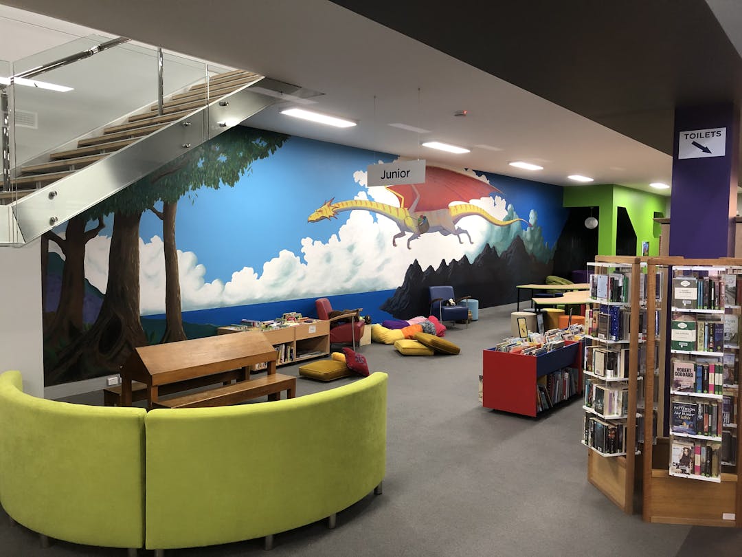 Armidale Regional Library Photo of the dragon mural inside the building