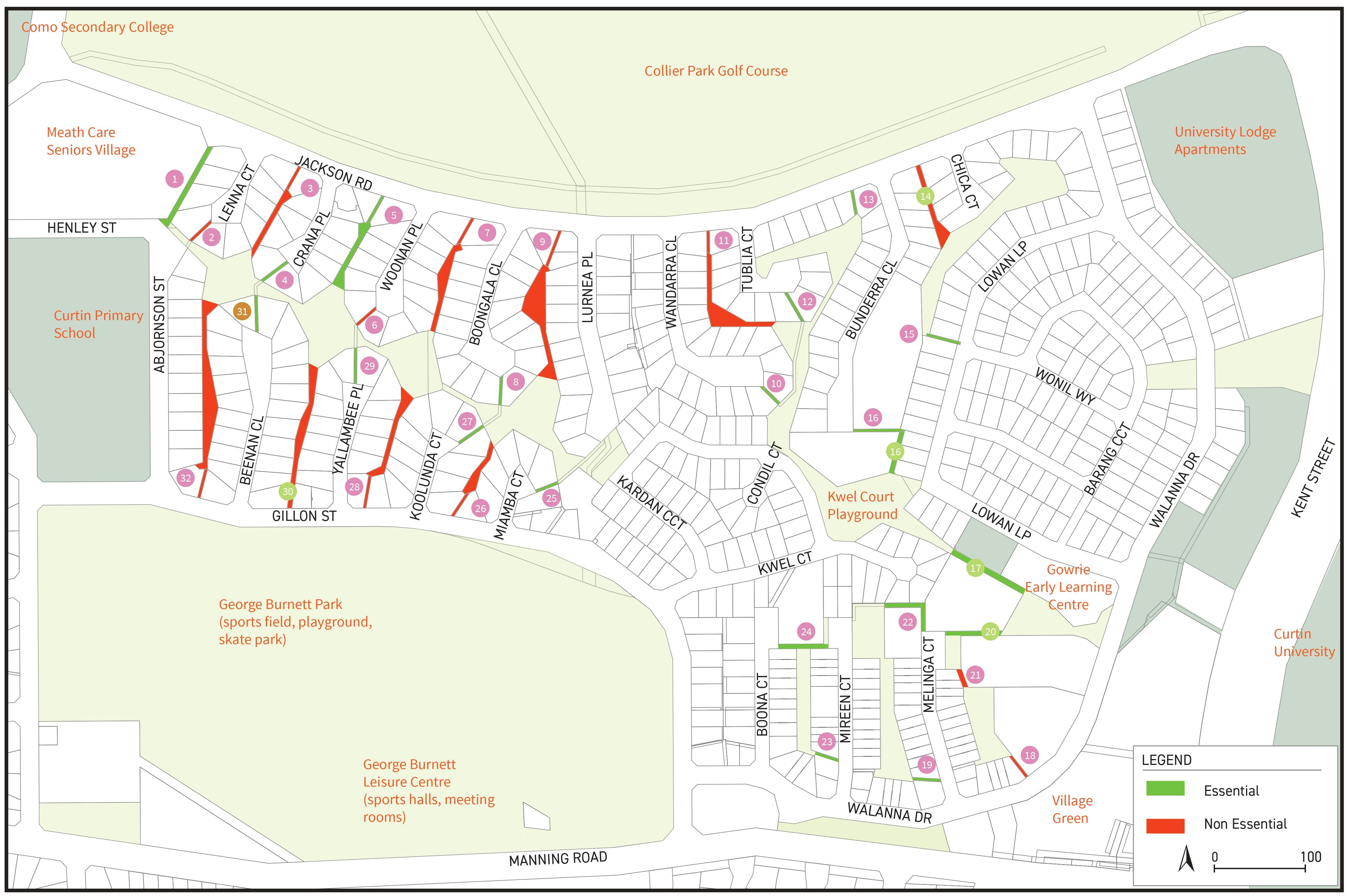 Karawara laneways classification map