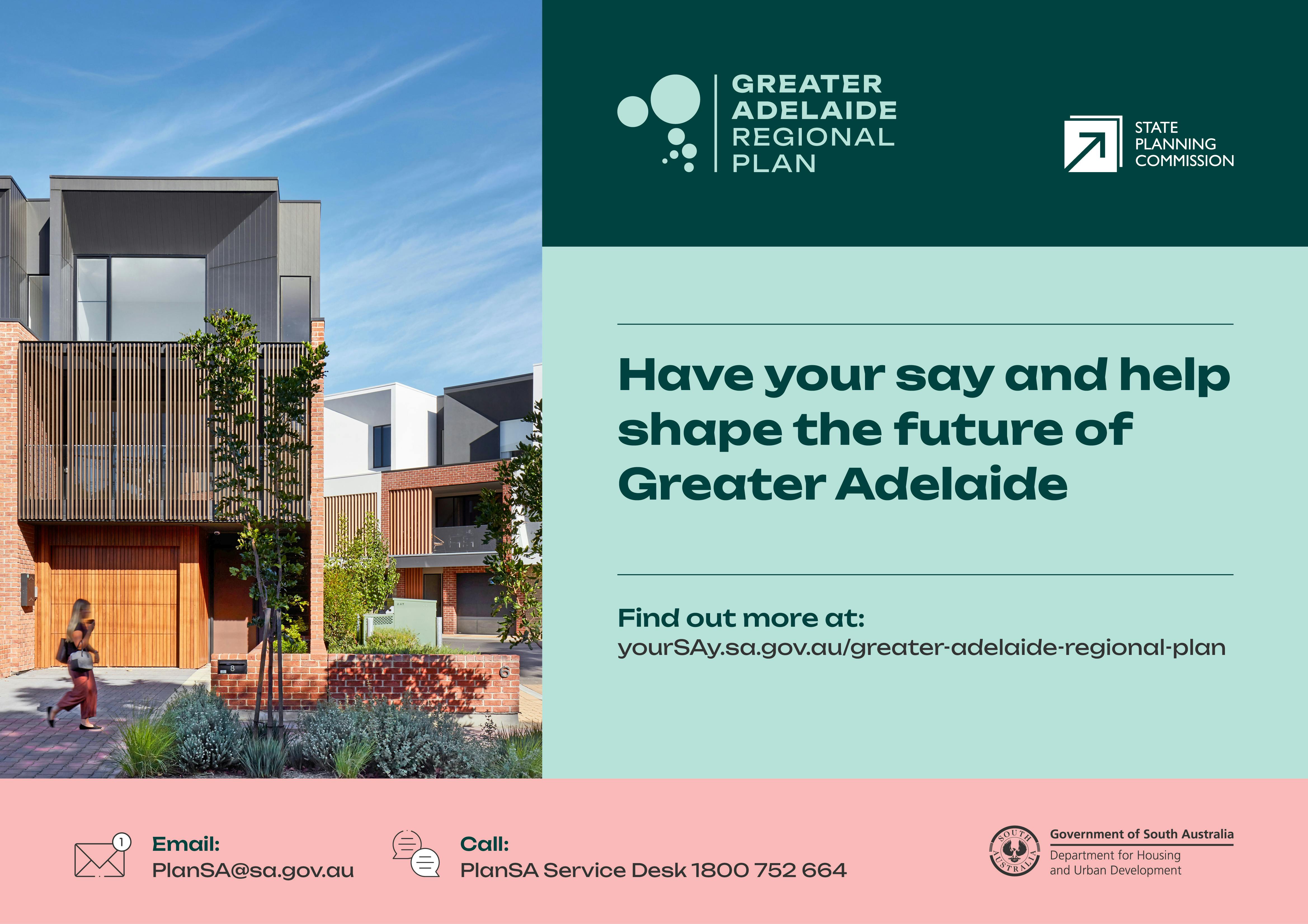 Greater Adelaide Regional Plan advertising showing a townhouse