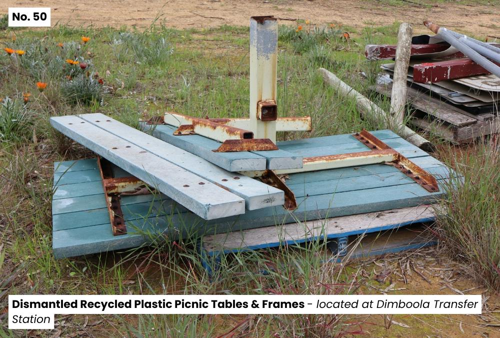50. Dismantled Recycled Plastic Picnic Tables  Frames - Dimboola Transfer Station.png