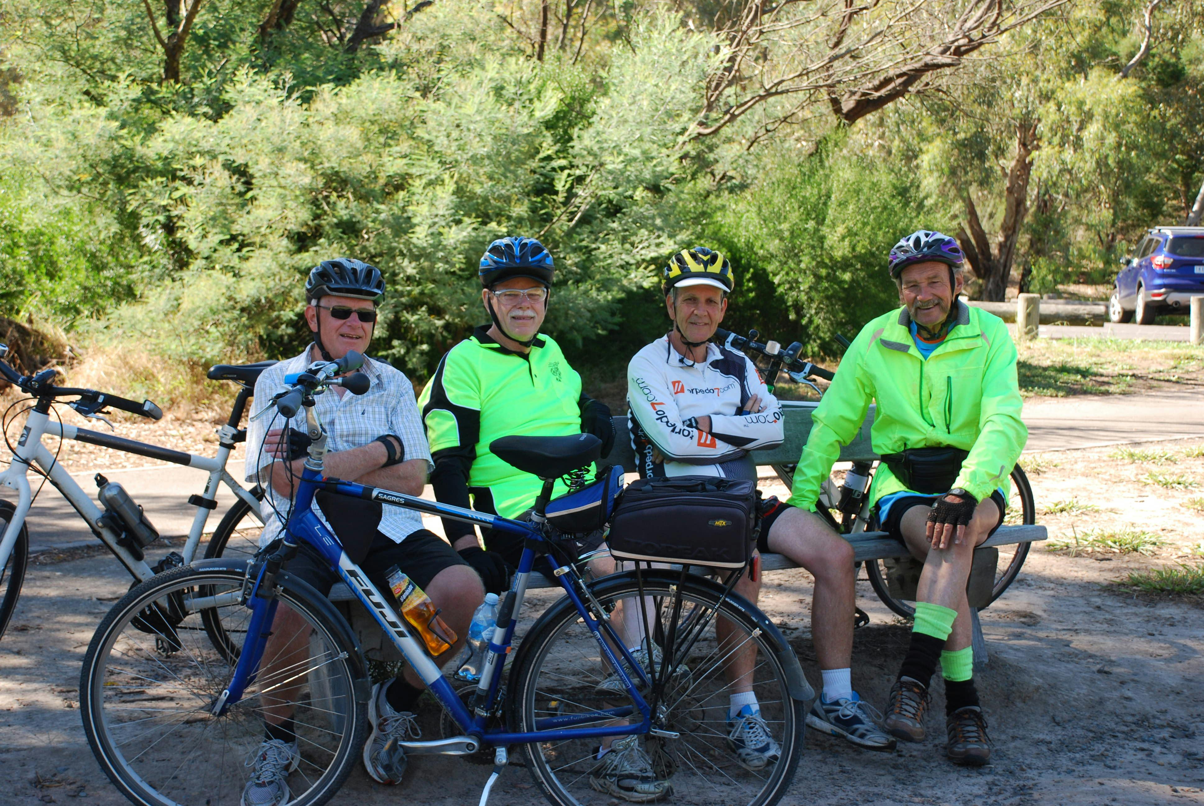 Cyclists Resting At Westerfolds Park