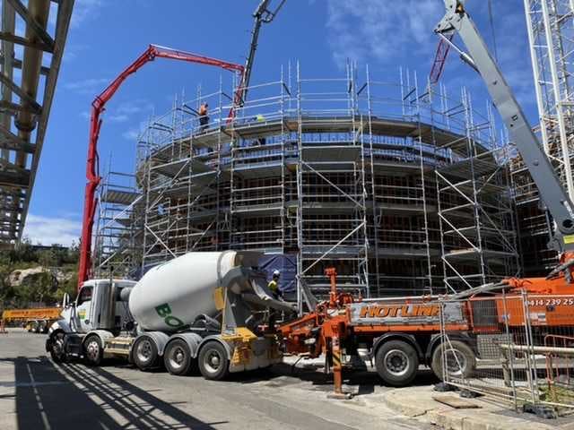 Pouring concrete to form the walls of the new digesters. 