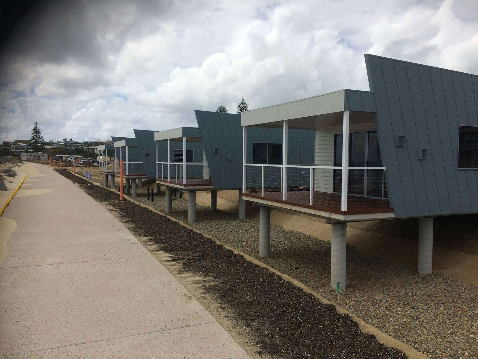 The first cabins installed at the modernised Kingscliff Beach Holiday Park.