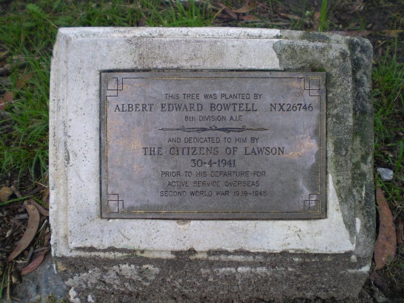A Bowtell Memorial Plaque, Wilson Park, Lawson