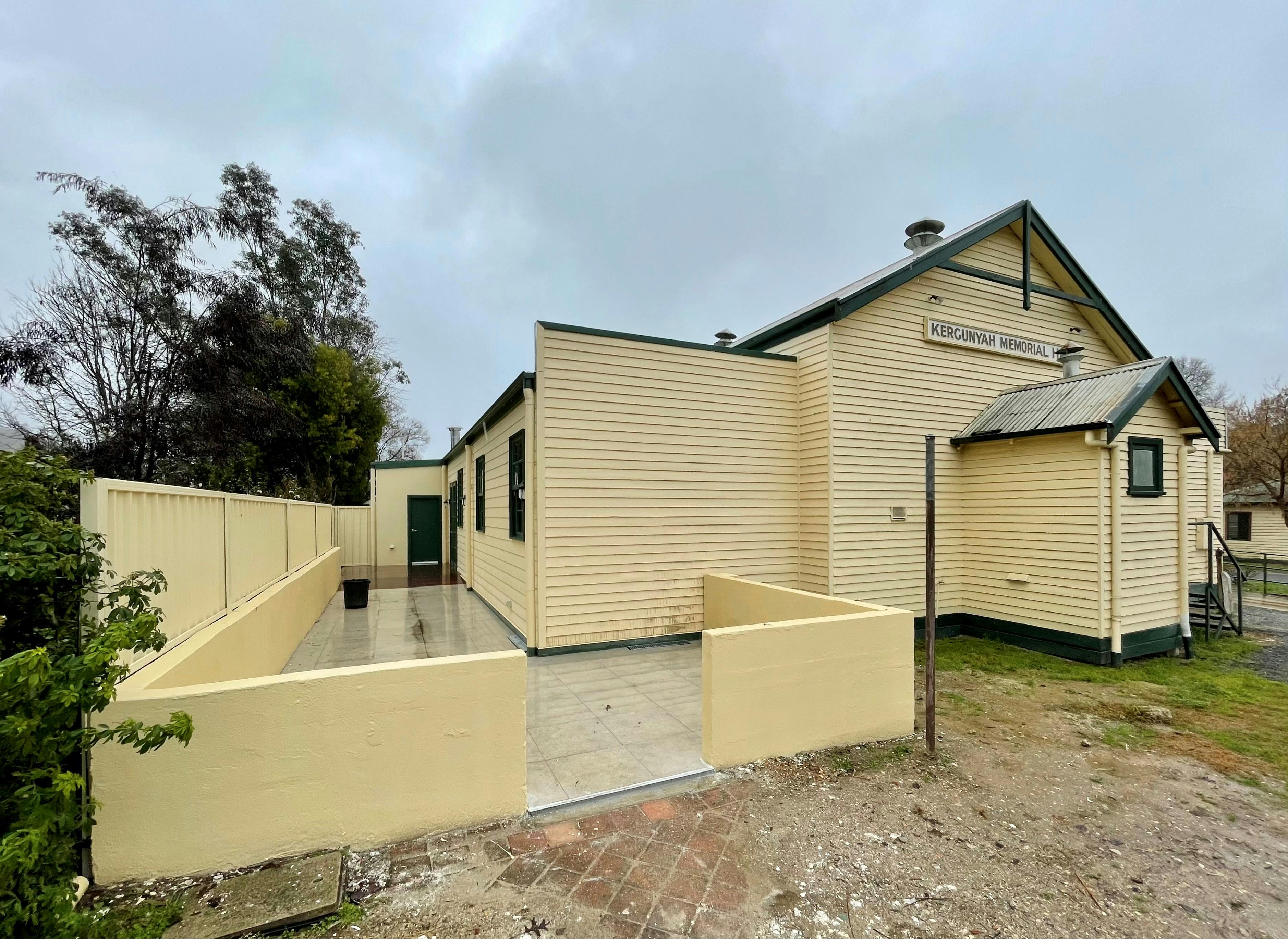 Kergunyah Hall Exterior showing extension area