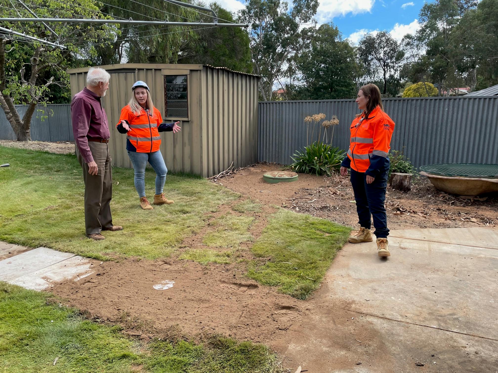 A low pressure system being installed at Tea Tree Gully