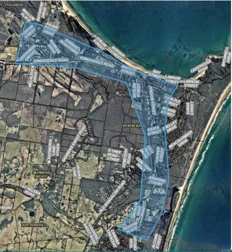 Map of Byron Bay area for Smart Water Meter pilot project