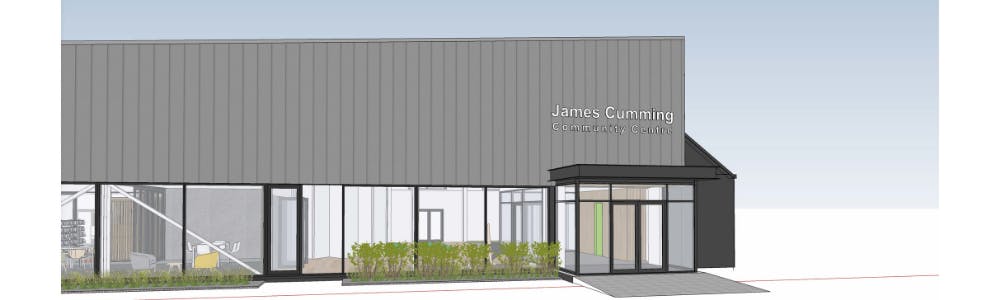 The exterior of the James Cumming Wing, the potential home of a new library and community space