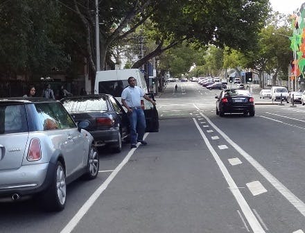Exclusive Bike Lane with cheveron painted
